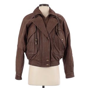 Brown leather jacket.